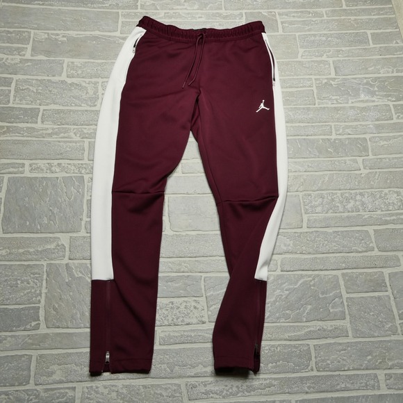 Nike Jordan Athletic Pants Womens M Burgundy‎ Polyester Knit Ankle Zip Warm Up - Picture 1 of 9